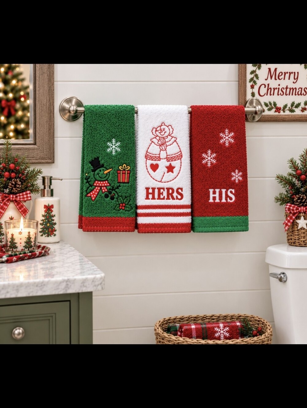 🥳🎈HOST PICK!🎈🥳 🎄🎅Christmas HIS/HERS Fingertip Towels 🎅🎄